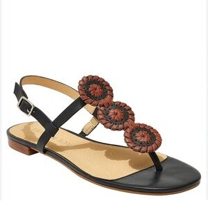 Jack Rogers Women's Walsh Sandal Leather T-Strap Buckle Flat US 9.5 NWOB